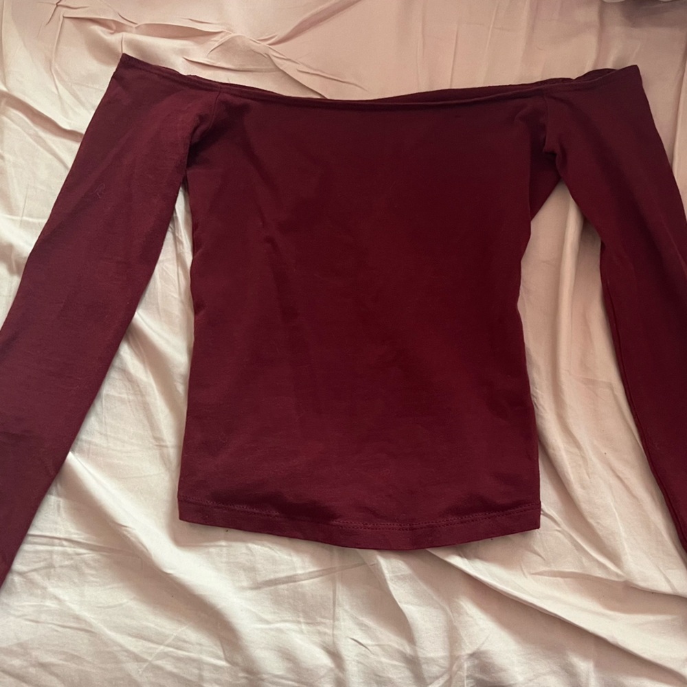 American Apparel Red Off-the-Shoulder Bodysuit